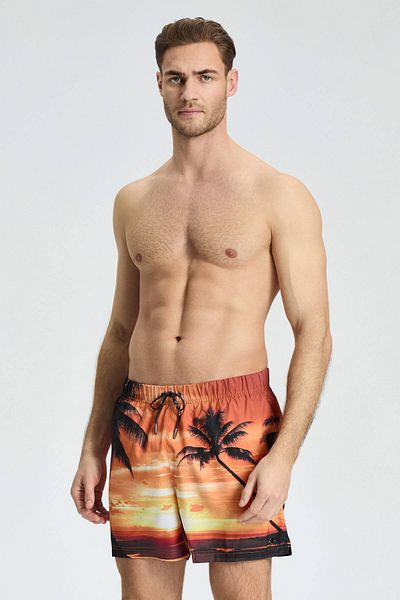 Hemington Palm Pattern Orange Quick Dry Swimsuit
