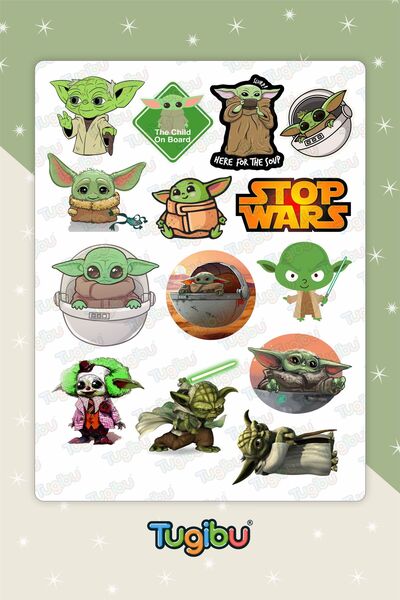 TUGİBU Yoda Sticker Set, Baby Yoda Sticker Set, 41 Yoda Stickers