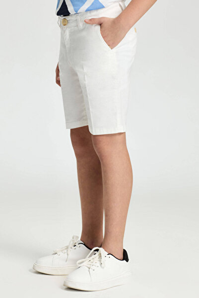 Hemington White Cotton Chino Kids Bermuda Shorts
