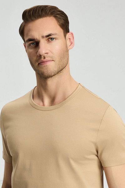 Hemington Crew Neck Sand Color Basic T-Shirt