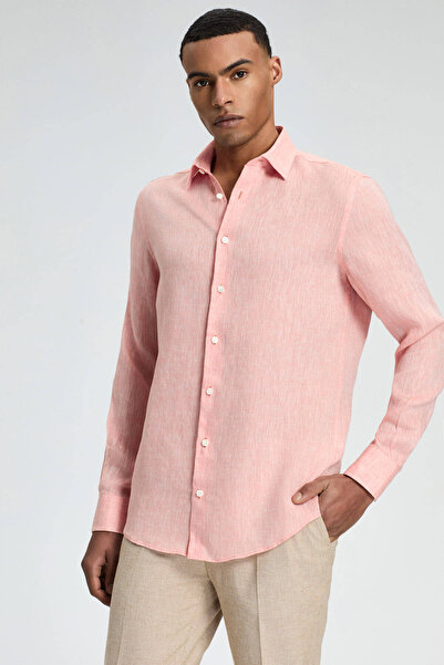 Hemington Salmon Color Pure Linen Sports Shirt