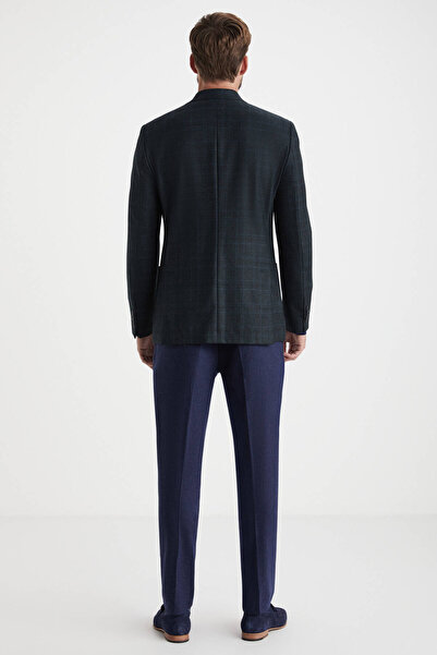 Hemington Plaid Pattern Dark Green Pure Wool Coat