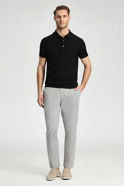 Hemington Baklava Pattern Giza Cotton Black Knitwear Polo