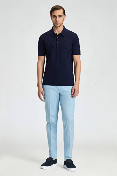 Hemington Baklava Desenli Lacivert Giza Pamuk Triko Polo