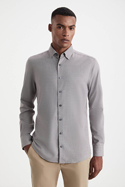 Hemington Kaşmir Karışımlı Desenli Koyu Kahve Gömlek