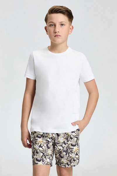 Hemington White Crew Neck Basic Children's T-Shirt