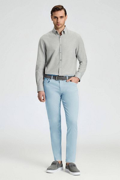 Hemington Slim Fit 5 Pocket Sky Blue Chino Trousers