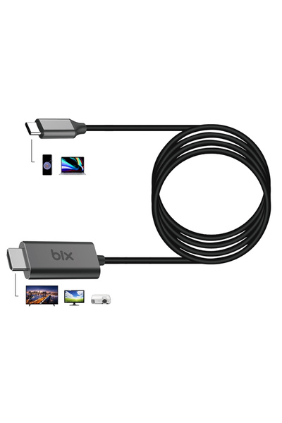 Bix Bx02hb Type-c To Hdmı 4k Multimedya Ses Ve Görüntü Aktarım Kablosu 1.8 Metre