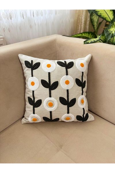 Mustgross 43x43cm Husă de pernă decorativă din in - 2 bucăți brodate cu perforare