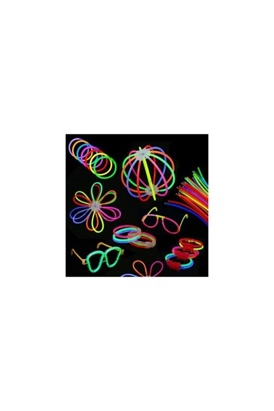 Genel Markalar Fosforlu Çubuk - 100 Parça ( 50 Çubuk 50 Bağlama Aparatı)neon Bileklik - Işıklı Eğlence Bilekliği