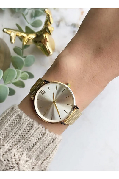 SPECTRUM PREMİUM ساعة يد نسائية بحزام فولاذي ذهبي اللون ST9041AF