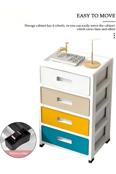 Generic 4 Layers Drawer Storage Cabinet Drawer Plastic Containers Box with Wheels