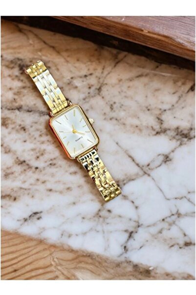 SPECTRUM PREMİUM Spectrum Premium Steel Cord Gold Color Rectangle Case Women Wrist Watch