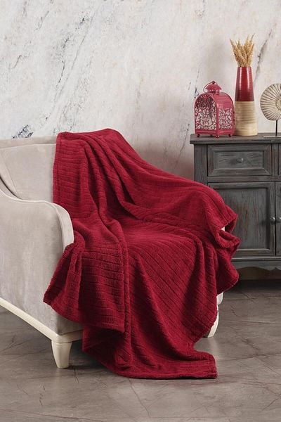 Mena Rise Diyar-Ifırsatshop Textile Comfy |   Striped Wellsoft Tv Blanket 110X180 cm Red 1017157