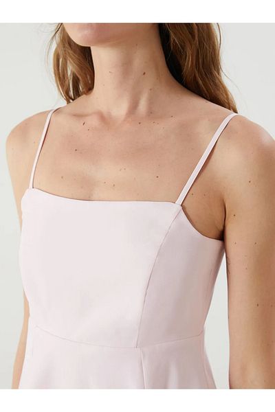LC Waikiki Lcw Vision Pink Square Neck Crepe Mini Dress