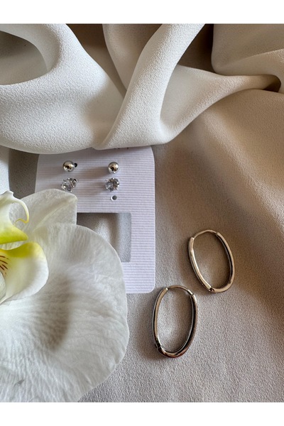 RİSE Silver 3-Piece Earring Set