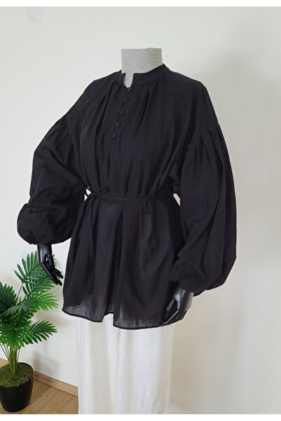 BONİTA Balon Kol Biye Kemerli Vual Gömlek