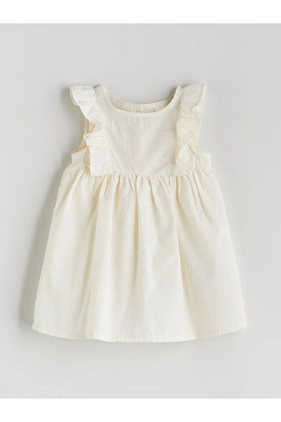LC Waikiki Lcw Baby Ecru Crew Neck Floral Baby Girl Dress