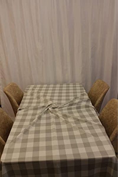 Mena Rise Şirinshop Gray Color Square Patterned Full Acrylic Worry-Free Woven Tablecloth 150X220 cm 1108107