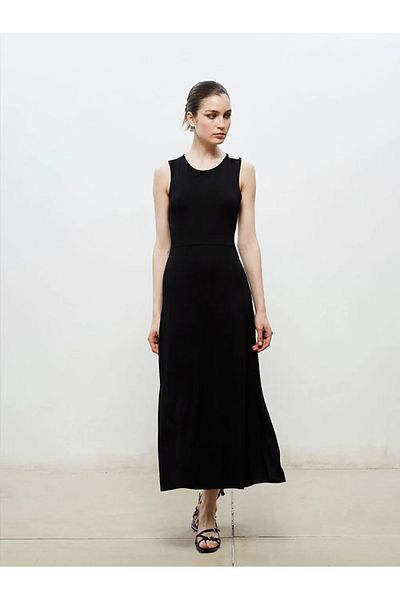 LC Waikiki Soulife Black Crew Neck Dress with Back Window