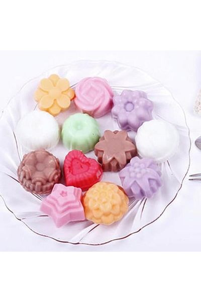 Mena Rise Şirinshop 12-Piece Mixed Cake Mold - Pink, Non-Stick and Flexible Silicone, Easy Release 1108107
