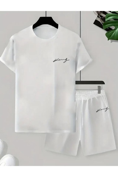 Moda Wear Unisex Baskılı Şort T-shirt 2 Li settt