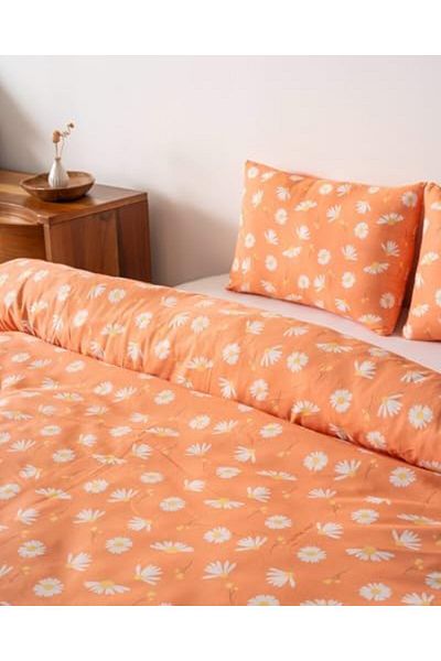 Mena Rise Şirinshop Orange Daisy Double Duvet Cover Set Cotton 1108107