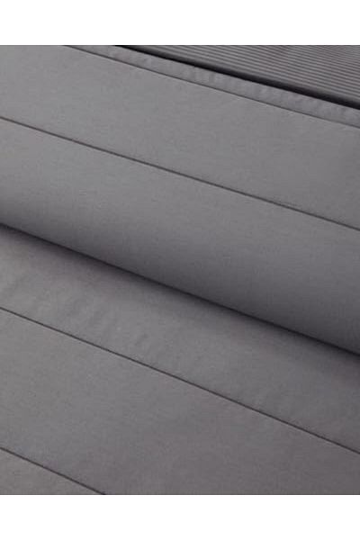 Mena Rise Şirinshop Home Valery Cotton Satin Quilted Double Bedspread Set Dark Gray 1108