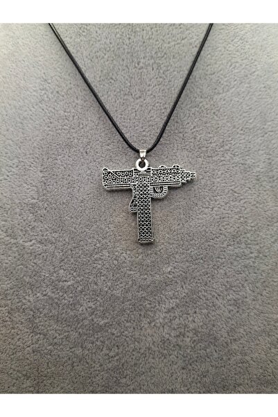 Han Ticarethane Gümüş Renk Desenli Uzi Model Kolye