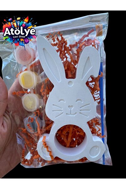 Atölye Lavi Shop SEVİMLİ TAVŞAN 10'LU HEDİYELİK TAŞ BOYAMA SETİ