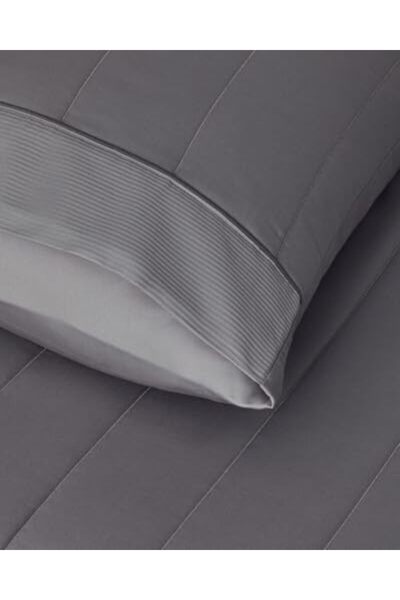 Mena Rise Cotton Satin Quilted Double Bedspread Set Dark Gray 10321