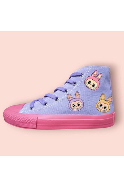 archiepet Purple Lace-Up Pink Sole Ugly Faces Girls' Shoes
