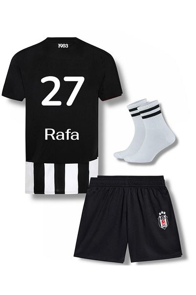 FOLKLORİST Beşiktas //Râfa-Silvâ Black-White 25- 26 New Season Home Kids Football Jersey Set of 3