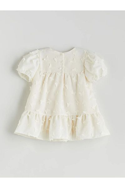 LC Waikiki Lcw Baby Ecru Crew Neck Floral Baby Girl Dress