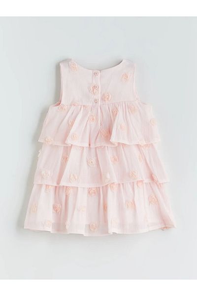 LC Waikiki Lcw Baby Ecru Crew Neck Floral Baby Girl Dress