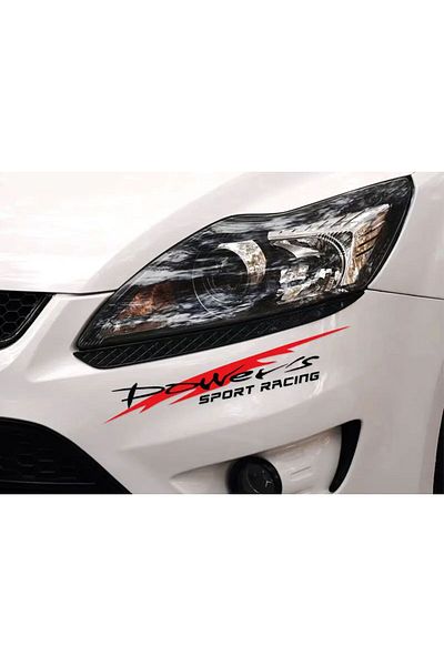 MS Major Selection Autocolant Power's SPORT RACING 30X5,5 cm. În negru, alb, portocaliu, roșu, verde, culori hologramă