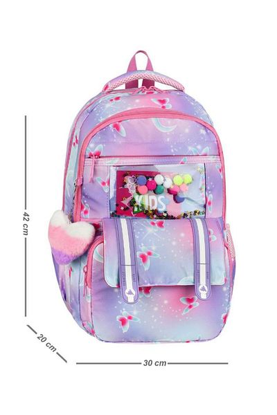 Baginn Geanta pentru școală primară Set de 3 pentru fete 42*30 cm Cutie de prânz Trusa de creion țesătură ortopedică hidrofugă