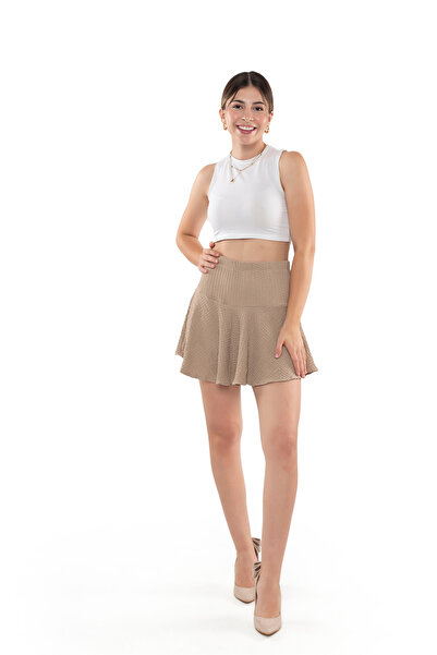 TOMRIS Yüksek Bel - Kloş Volanlı Şort Etek