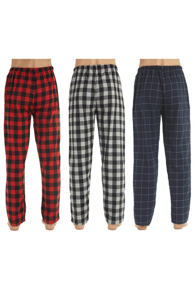 FİLLİNTA Pijalüx Men's Checkered Poplin Pocket Bottom Pajamas