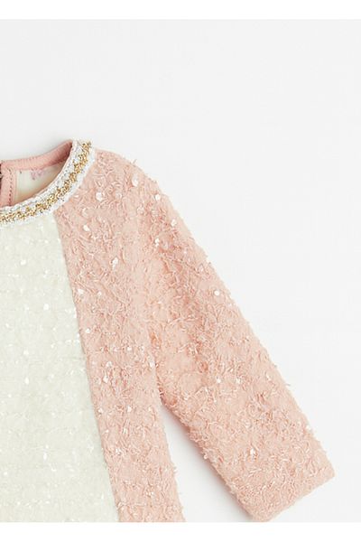 For My Baby Floral Embroidered Crew Neck Dress
