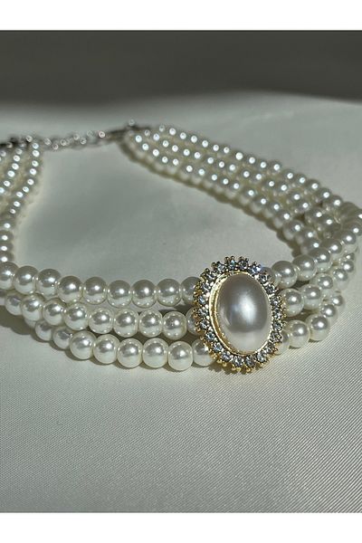 Twinssis Accessories Wilma Choker Necklace with Stones and Pearls
