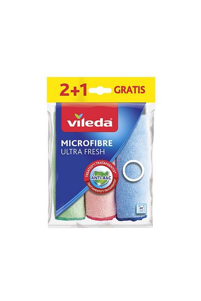 Vileda Set of 3 Microfiber Cloths Ultra Fresh 21740, 30 X 30 Cm, Multifunctional