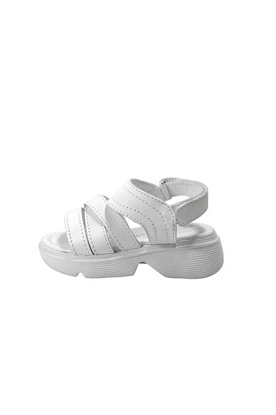 Onlo Ayakkabı Onlo Shoes B.053 Genuine Leather White Velcro Anatomical Girl's Sandals