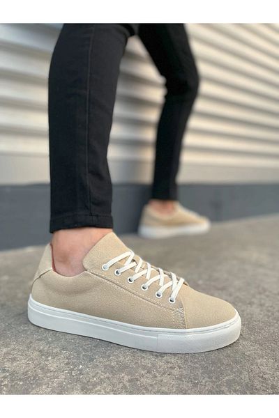 Joy Ayakkabı JY122 Pantofi casual pentru bărbați, cu șireturi, din piele intoarsa, SBT - bej