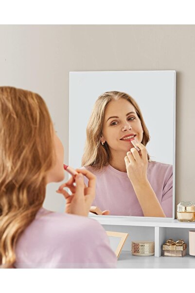 VASAGLE Masa de toaleta cu oglinda, cu 2 sertare si 3 compartimente deschise, 40x80x140cm, alb