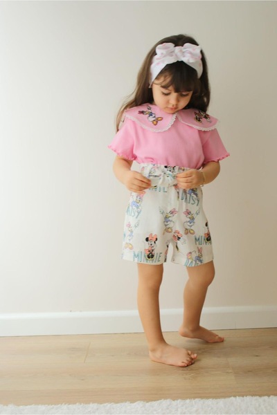 Morbellabutikaksesuar Girl's 2-Piece Summer Set – Minnie Figured Shorts & Ruf...