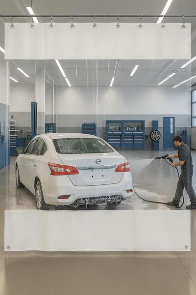 size ne lazım 0.80mm Transparent Auto Service and Wash Partition Curtain 12 Colors Height 250cm X Width 200cm