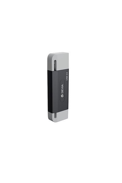 Devia USB 3.0 microSD and SD memory card reader with USB-C and USB connection, reads 2TB