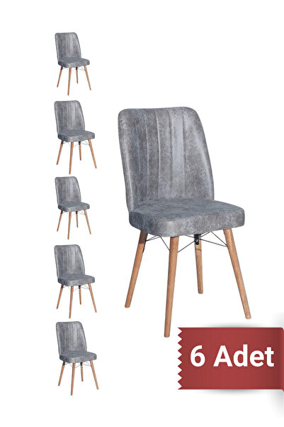 Avenza living 6’lı Mutfak & Yemek Sandalyesi – Kare Gold, Nubuk Kumaş, Modern...