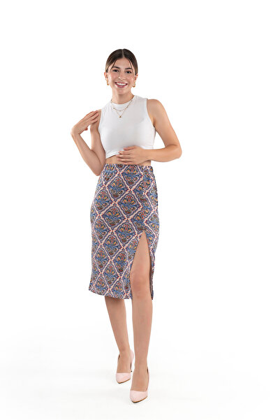 TOMRIS Yırtmaçlı Midi Boy Etnik Etek